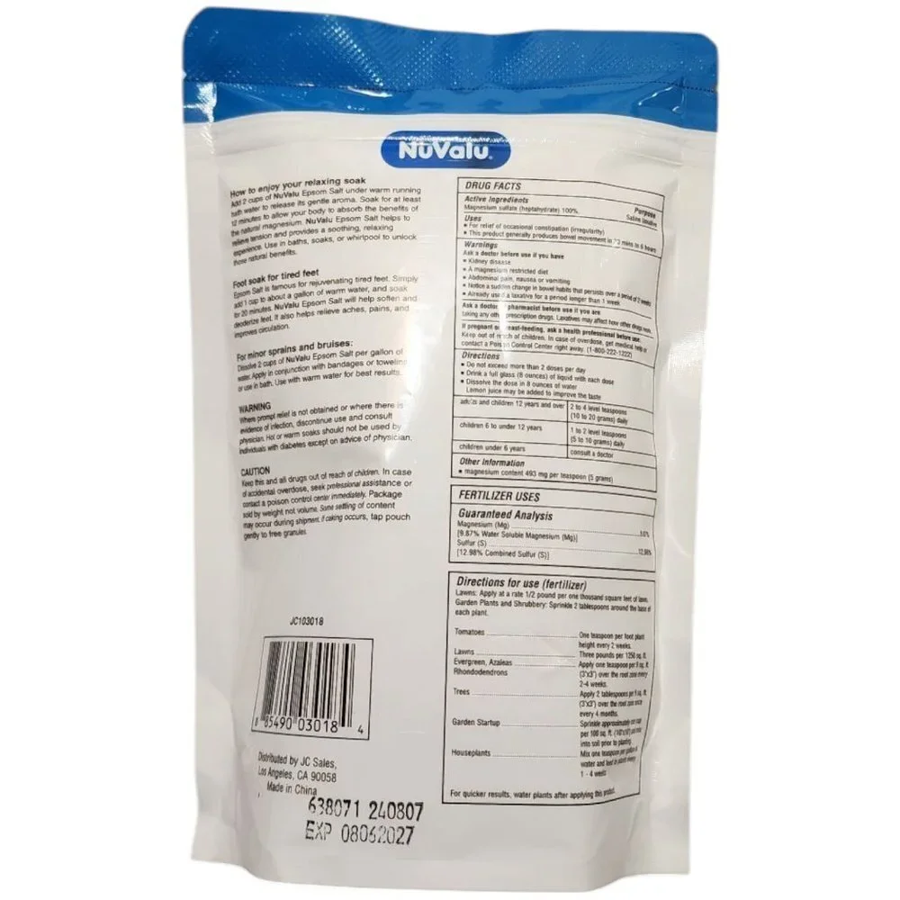 NuValu Epsom Salt Natural Magnesium‎ Sulfate 1lb